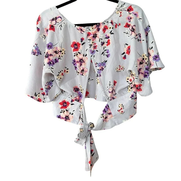NWT Living Doll Women's Floral Crop Top Tie Back Size XL - Picture 6 of 6